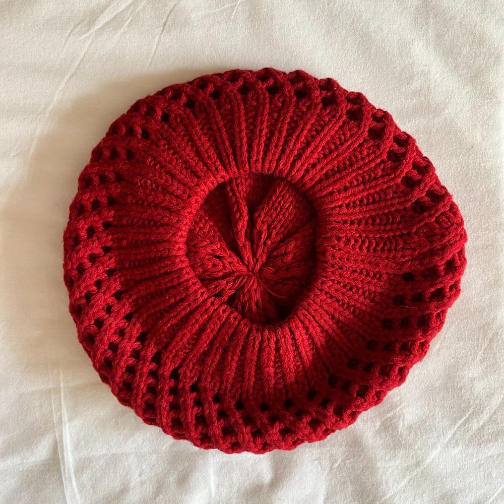 Red Crochet Winter Hat - Picture 8 of 8